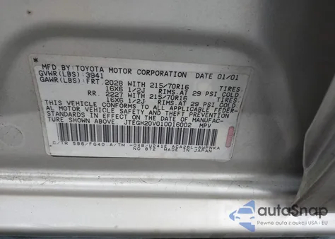 2001 Toyota Rav4 from USA, damaged, VIN JTEGH20V010016002